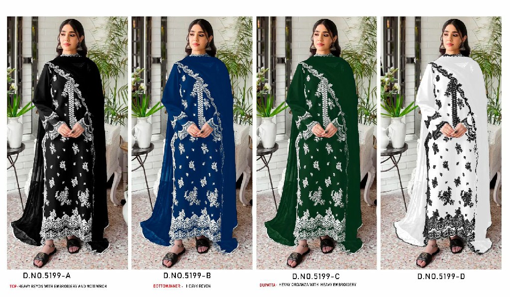 TEXTILEDEAL D.NO 5199 WHOLESALE RAYON COTTON HEAVY EMBROIDERED UNSTITCH SALWAR SUITS FOR EXPORT