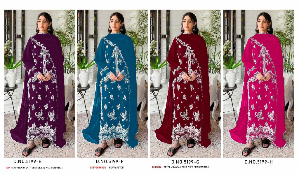 TEXTILEDEAL D.NO 5199 WHOLESALE RAYON COTTON HEAVY EMBROIDERED UNSTITCH SALWAR SUITS FOR EXPORT