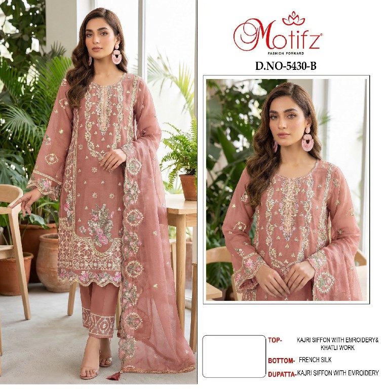 MOTIFZ D.NO 5430 WHOLESALE KAJRI CHIFFON UNIQUE PAKISTANI UNSTITCH SALWAR SUITS EXPORTER