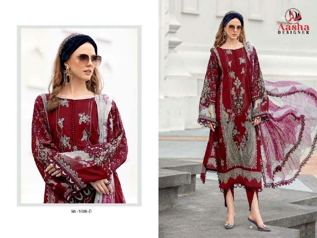 AASHA DESIGNER D.NO 1006-1007 WHOLESALE PURE COTTON WITH PATCH WORK UNSTITCH SALWAR SUITS FOR EXPORT
