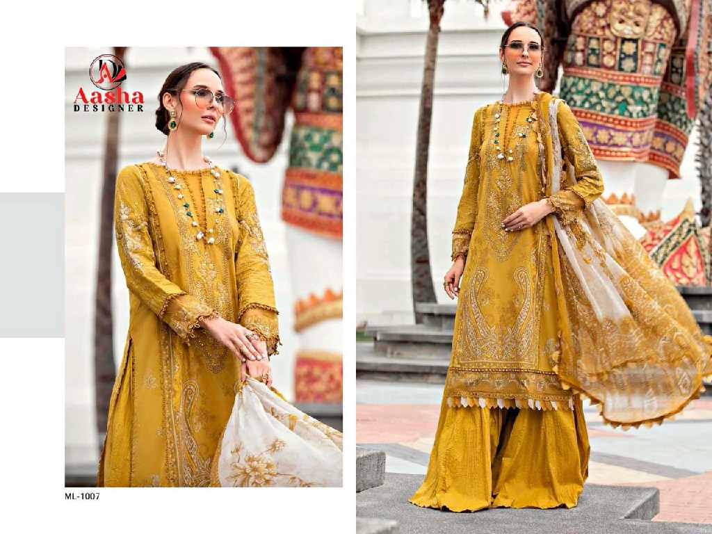 AASHA DESIGNER D.NO 1006-1007 WHOLESALE PURE COTTON WITH PATCH WORK UNSTITCH SALWAR SUITS FOR EXPORT