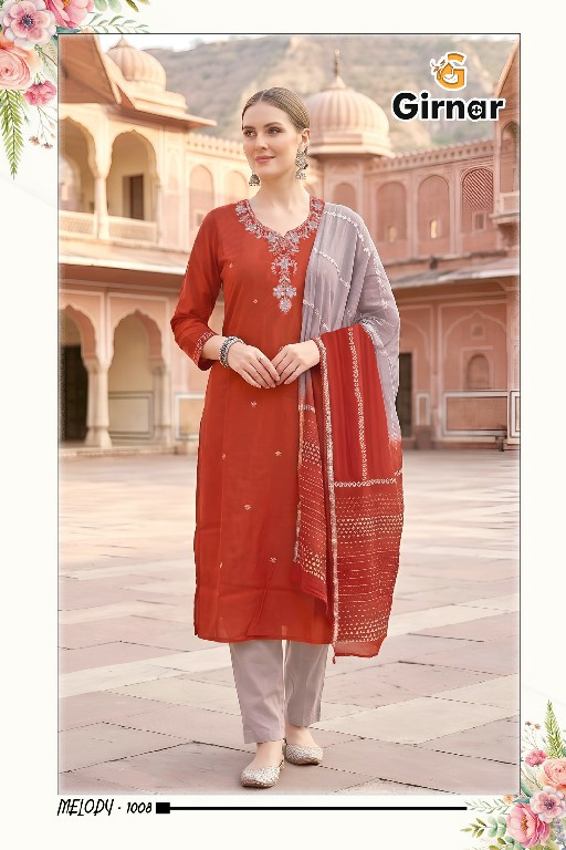 GIRNAR MELODY VOL 1 WHOLESALE READYMADE ROMAN SILK EXCLUSIVE 3 PCS SUITS EXPORTER