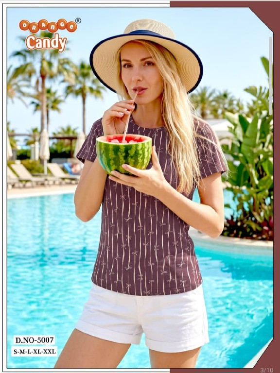 ORANGE CANDY D.NO 5007 WHOLESALE READYMADE HOJIYARI PRINTED T SHIRT FOR WOMEN ONLINE