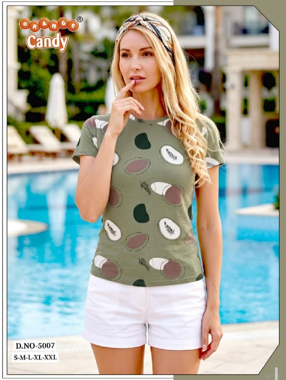 ORANGE CANDY D.NO 5007 WHOLESALE READYMADE HOJIYARI PRINTED T SHIRT FOR WOMEN ONLINE