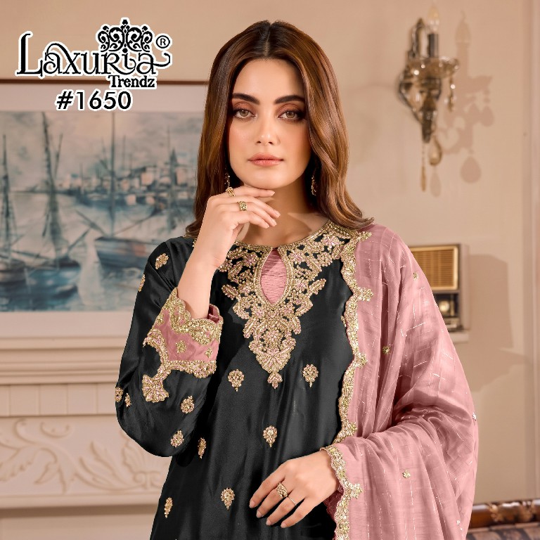 LAXURIA TRENDZ D.NO 1650 WHOLESALE READYMADE SATIN CLASSIC DESIGNER 3 PCS SUITS SUPPLIER