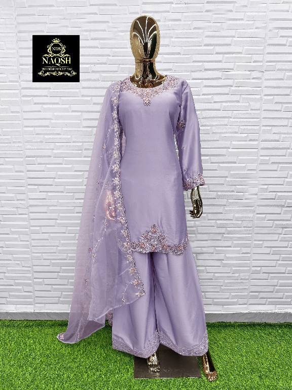 NAQSH D.NO NDS-15042 WHOLESALE READYMADE SATIN DESIGNER STYLISH 3 PCS SUITS EXPORTER