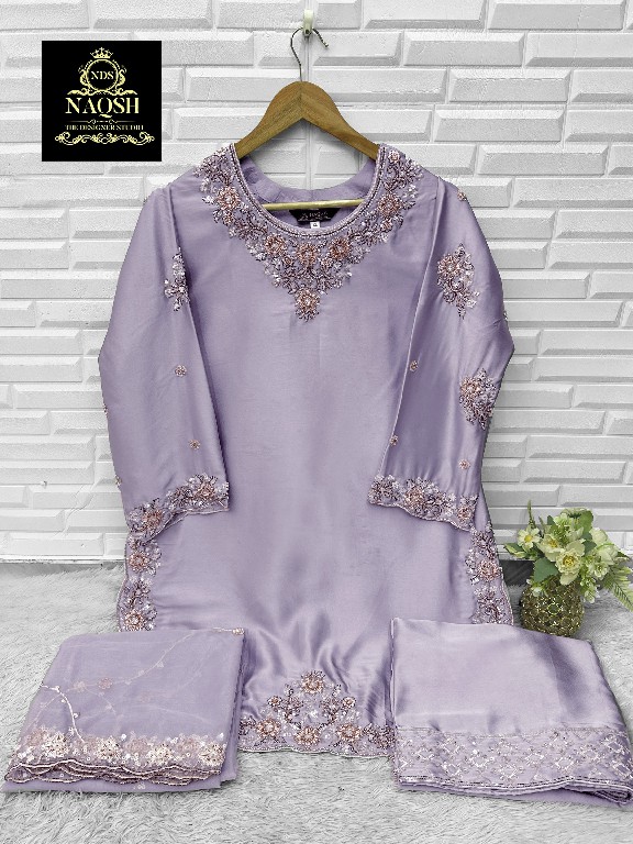 NAQSH D.NO NDS-15042 WHOLESALE READYMADE SATIN DESIGNER STYLISH 3 PCS SUITS EXPORTER