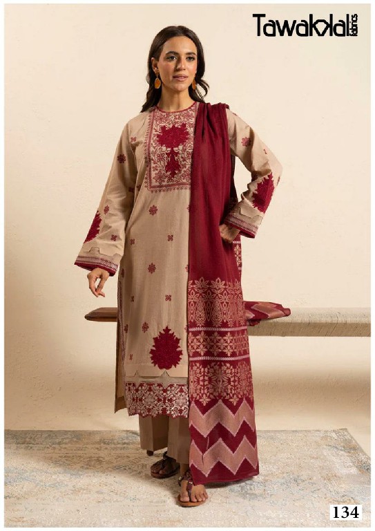 TAWAKKAL SABA VOL 4 WHOLESALE HEAVY COTTON LUXURIOUS UNSTITCH SALWAR KAMEEZ FOR EXPORT