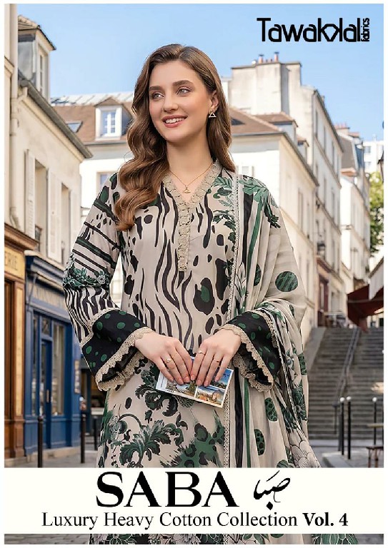 TAWAKKAL SABA VOL 4 WHOLESALE HEAVY COTTON LUXURIOUS UNSTITCH SALWAR KAMEEZ FOR EXPORT