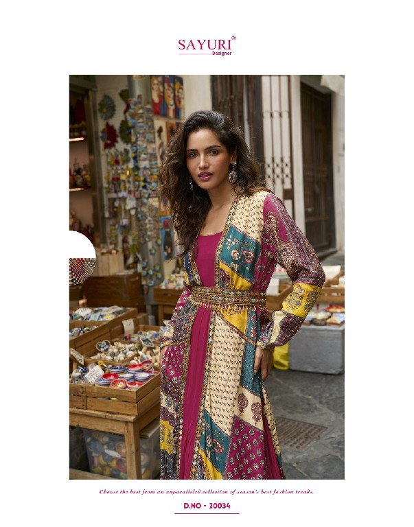 PAKHI BY SAYURI DESIGNER REAL CREP SILK TRENDING FESTIVE SPECIAL GOWN WITH JACKET FOR WOMEN ONLINE