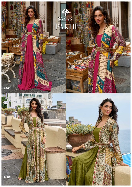 PAKHI BY SAYURI DESIGNER REAL CREP SILK TRENDING FESTIVE SPECIAL GOWN WITH JACKET FOR WOMEN ONLINE