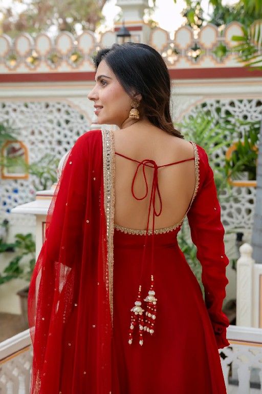 TEXTILEDEAL D.NO KD 1643 WHOLESALE READYMADE FAUX GEORGETTE PARTY WEAR ANARKALI 3 PCS SUITS EXPORTER