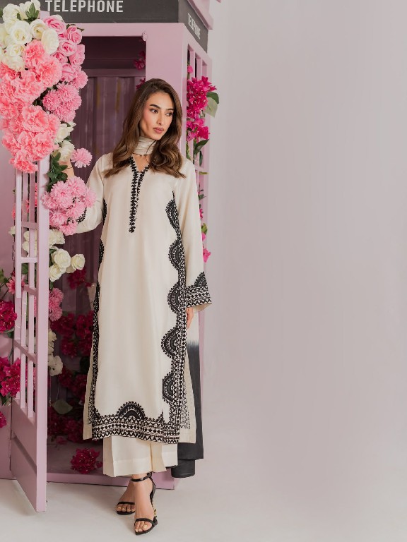 TEXTILEDEAL D.NO 6060 WHOLESALE READYMADE BISCUIT SLUB UNIQUE ELEGANCE 3 PCS SUITS EXPORTER