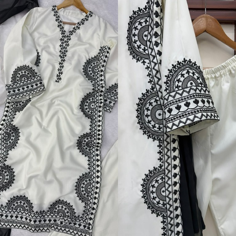 TEXTILEDEAL D.NO 6060 WHOLESALE READYMADE BISCUIT SLUB UNIQUE ELEGANCE 3 PCS SUITS EXPORTER