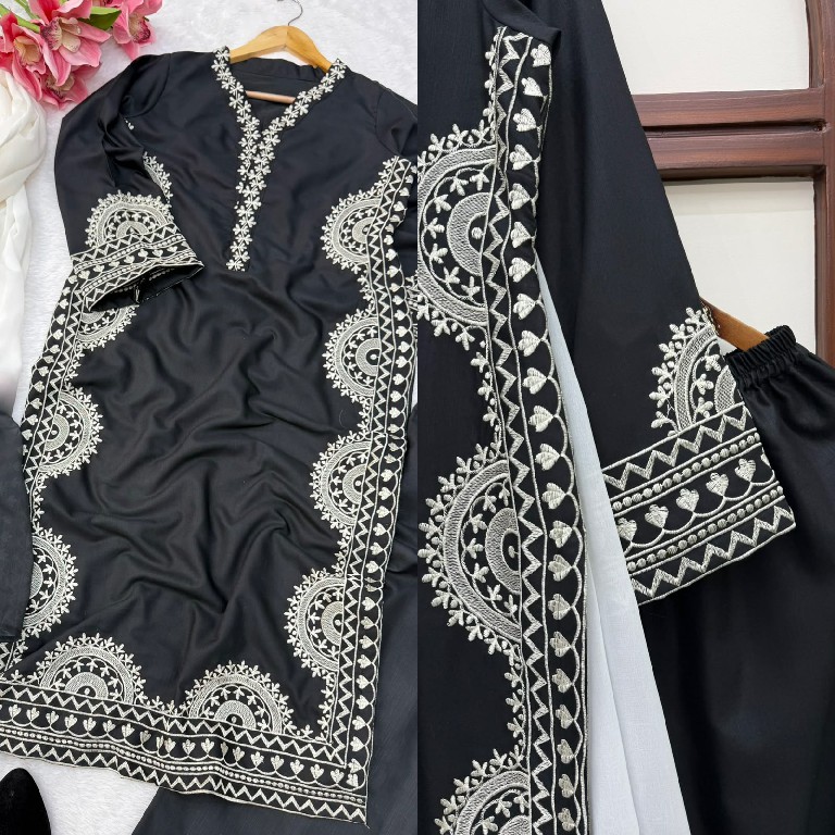 TEXTILEDEAL D.NO 6060 WHOLESALE READYMADE BISCUIT SLUB UNIQUE ELEGANCE 3 PCS SUITS EXPORTER