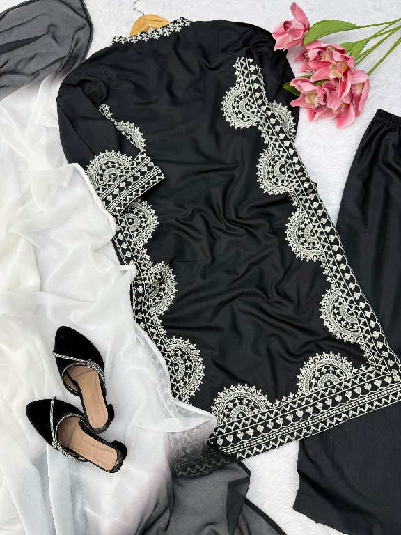 TEXTILEDEAL D.NO 6060 WHOLESALE READYMADE BISCUIT SLUB UNIQUE ELEGANCE 3 PCS SUITS EXPORTER