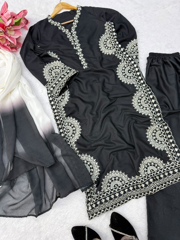 TEXTILEDEAL D.NO 6060 WHOLESALE READYMADE BISCUIT SLUB UNIQUE ELEGANCE 3 PCS SUITS EXPORTER