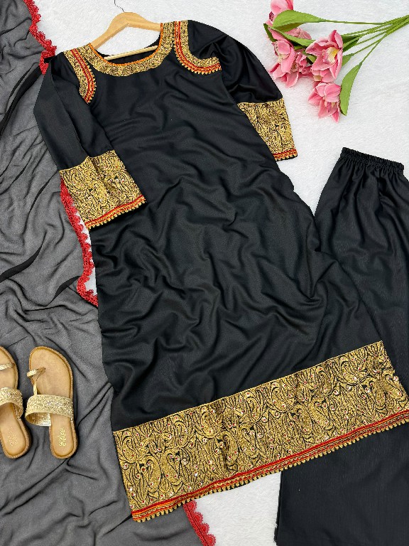 TEXTILEDEAL D.NO 6061 WHOLESALE READYMADE SLUB RAYON KASHMIRI STYLE 3 PCS SUITS SUPPLIER