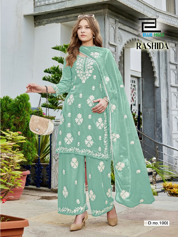 BLUE HILLS RASHIDA WHOLESALE READYMADE RAYON WITH WORK BIG SIZE 3 PCS COMBO SET SUITS SUPPLIER