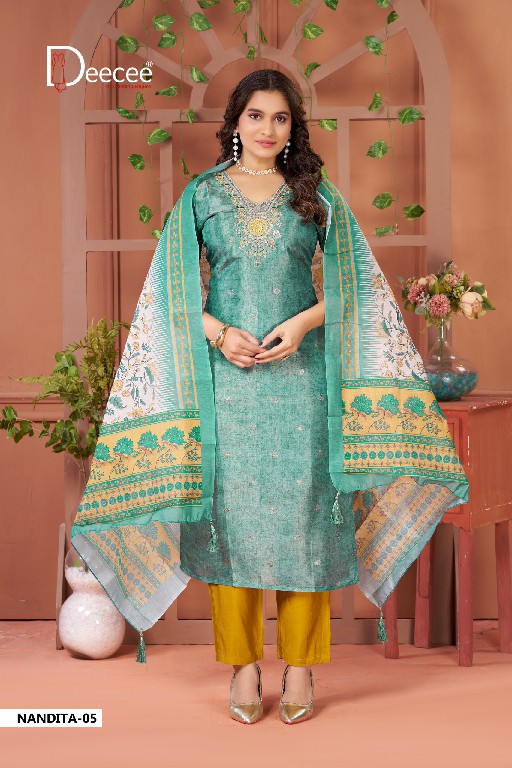 DEE CEE NANDITA WHOLESALE READYMADE SIMMER JARI BUTI ELEGANT 3 PCS SUITS EXPORTER