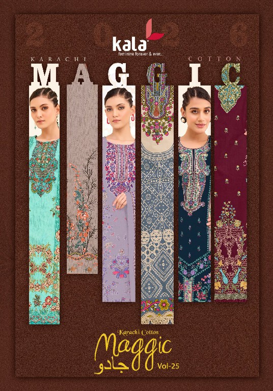 KALA MAGGIC VOL 25 WHOLESALE READYMADE COTTON PRINTED KARACHI STYLE KURTI PANT WITH DUPATTA ONLINE
