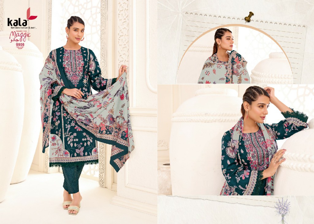 KALA MAGGIC VOL 25 WHOLESALE READYMADE COTTON PRINTED KARACHI STYLE KURTI PANT WITH DUPATTA ONLINE