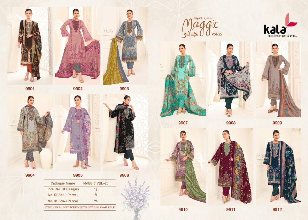 KALA MAGGIC VOL 25 WHOLESALE READYMADE COTTON PRINTED KARACHI STYLE KURTI PANT WITH DUPATTA ONLINE
