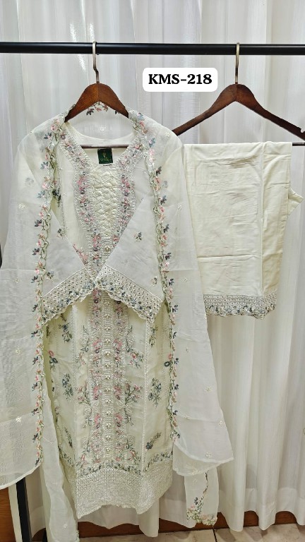 TEXTILEDEAL D.NO KMS-218 WHOLESALE READYMADE COTTON SILK WITH WORK PAKISTANI 3 PCS SUITS SUPPLIER