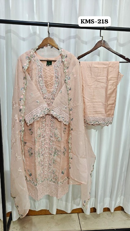 TEXTILEDEAL D.NO KMS-218 WHOLESALE READYMADE COTTON SILK WITH WORK PAKISTANI 3 PCS SUITS SUPPLIER