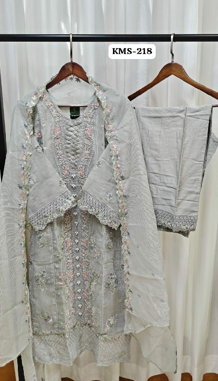 TEXTILEDEAL D.NO KMS-218 WHOLESALE READYMADE COTTON SILK WITH WORK PAKISTANI 3 PCS SUITS SUPPLIER