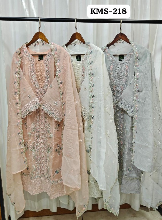 TEXTILEDEAL D.NO KMS-218 WHOLESALE READYMADE COTTON SILK WITH WORK PAKISTANI 3 PCS SUITS SUPPLIER
