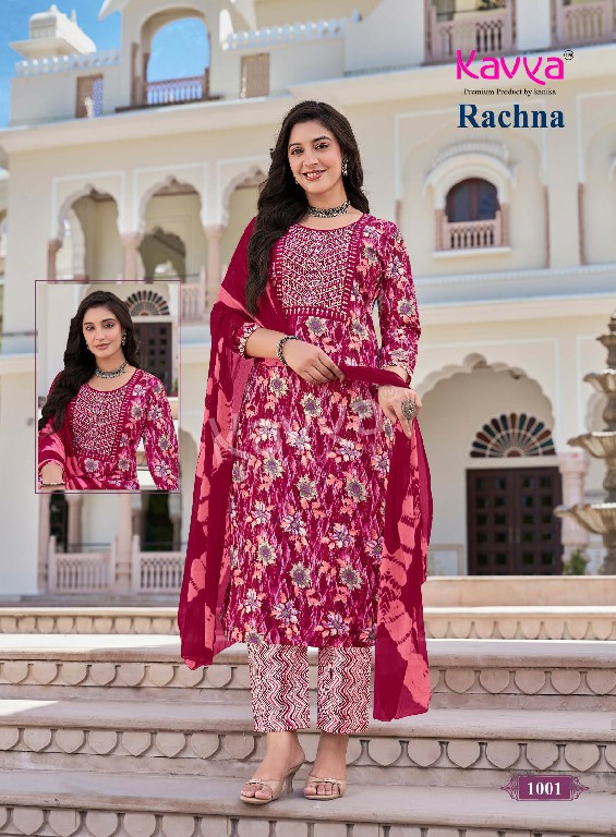 KAVYA RACHANA VOL 1 WHOLESALE READYMADE VISCOSE FOIL BEST DESIGN 3 PCS SUITS FOPR EXPORT