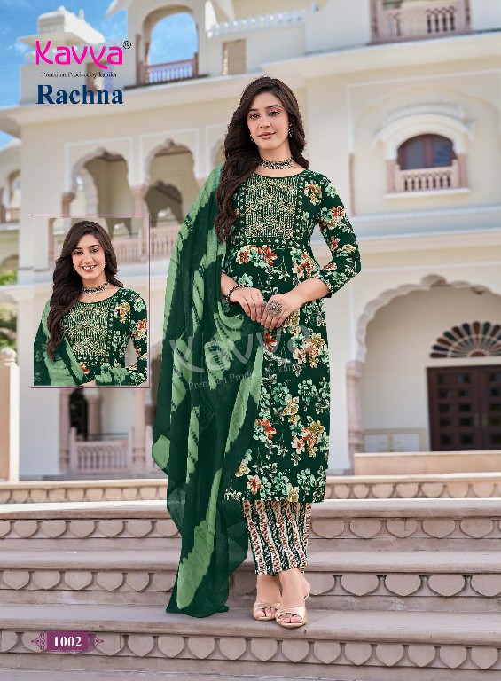 KAVYA RACHANA VOL 1 WHOLESALE READYMADE VISCOSE FOIL BEST DESIGN 3 PCS SUITS FOPR EXPORT