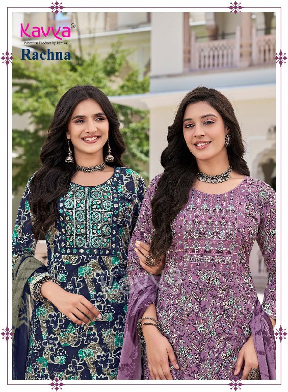 KAVYA RACHANA VOL 1 WHOLESALE READYMADE VISCOSE FOIL BEST DESIGN 3 PCS SUITS FOPR EXPORT