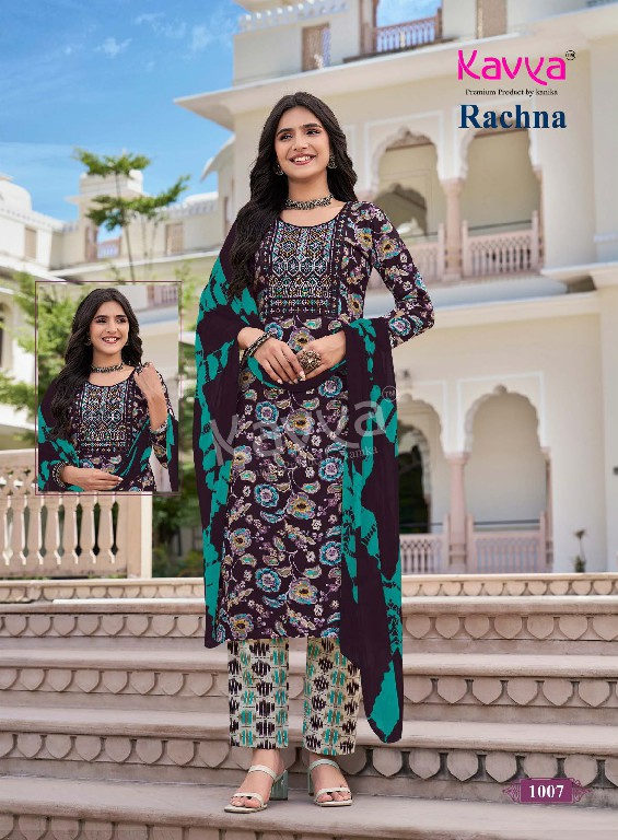 KAVYA RACHANA VOL 1 WHOLESALE READYMADE VISCOSE FOIL BEST DESIGN 3 PCS SUITS FOPR EXPORT