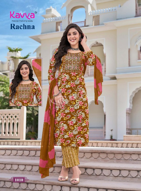 KAVYA RACHANA VOL 1 WHOLESALE READYMADE VISCOSE FOIL BEST DESIGN 3 PCS SUITS FOPR EXPORT