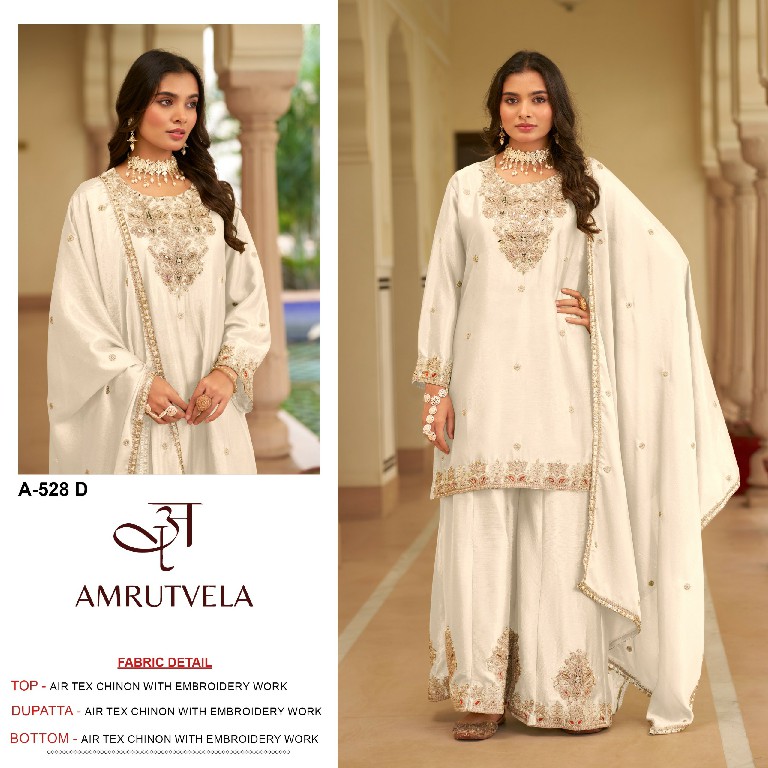 AMRUTVELA D.NO 528 WHOLESALE READYMADE AOR TEX CHINON PAKISTANI FUNCTION WEAR 3 PCS SUITS EXPORTER