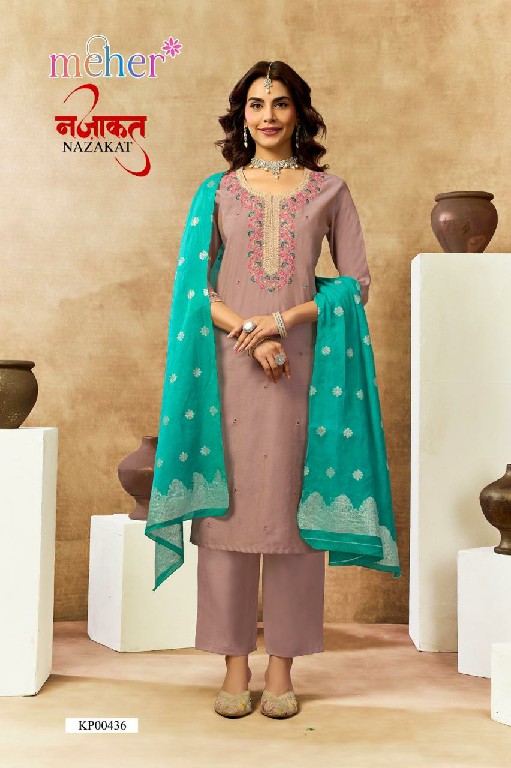 MEHER NAZAKAT WHOLESALE READYMADE VERTICAN SHIMMER BEAUTIFUL 3 PCS SUITS SUPPLIER