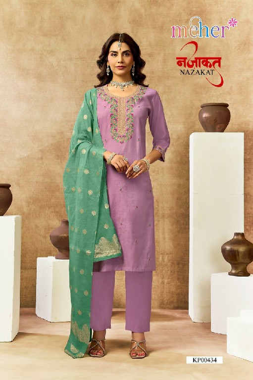 MEHER NAZAKAT WHOLESALE READYMADE VERTICAN SHIMMER BEAUTIFUL 3 PCS SUITS SUPPLIER