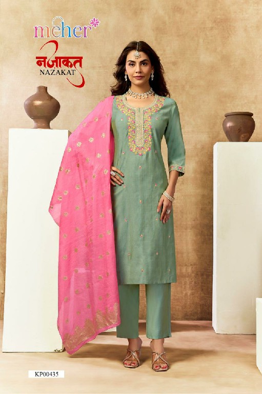 MEHER NAZAKAT WHOLESALE READYMADE VERTICAN SHIMMER BEAUTIFUL 3 PCS SUITS SUPPLIER