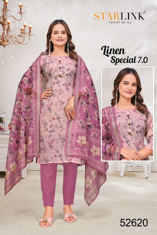STARLINK LINEN SPECIAL VOL 7 WHOLESALE READYMADE LINEN WITH WORK CLASSY LOOK 3 PCS COMBO SET SUITS EXPORTER