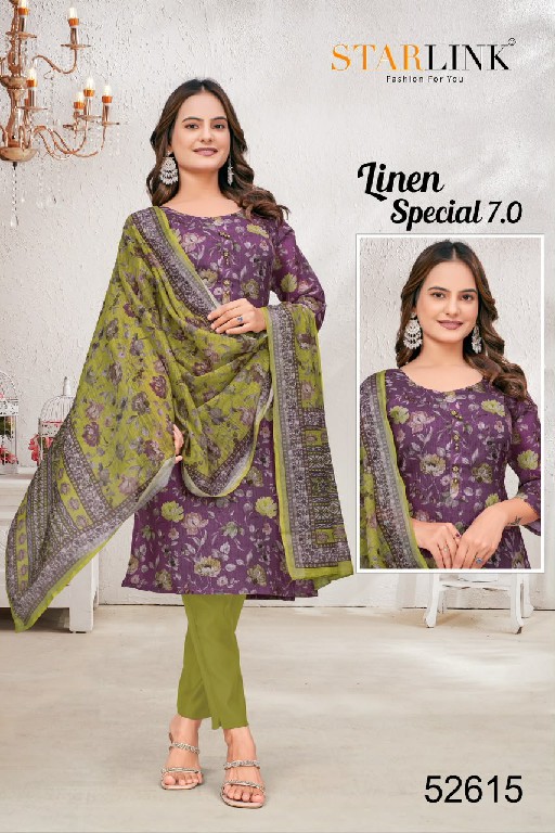 STARLINK LINEN SPECIAL VOL 7 WHOLESALE READYMADE LINEN WITH WORK CLASSY LOOK 3 PCS COMBO SET SUITS EXPORTER