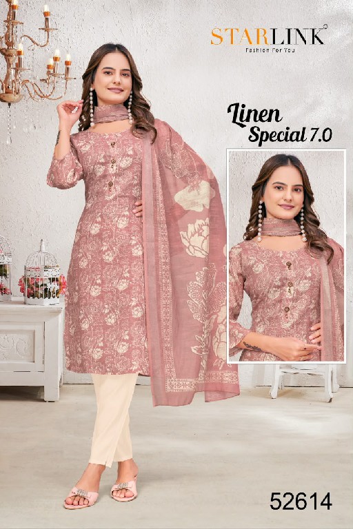 STARLINK LINEN SPECIAL VOL 7 WHOLESALE READYMADE LINEN WITH WORK CLASSY LOOK 3 PCS COMBO SET SUITS EXPORTER