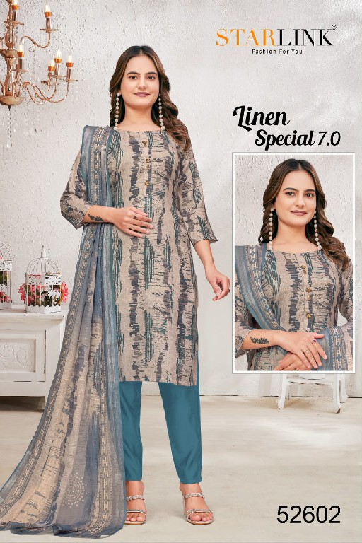 STARLINK LINEN SPECIAL VOL 7 WHOLESALE READYMADE LINEN WITH WORK CLASSY LOOK 3 PCS COMBO SET SUITS EXPORTER