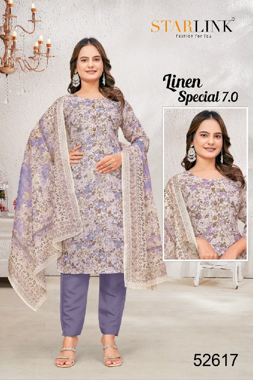 STARLINK LINEN SPECIAL VOL 7 WHOLESALE READYMADE LINEN WITH WORK CLASSY LOOK 3 PCS COMBO SET SUITS EXPORTER