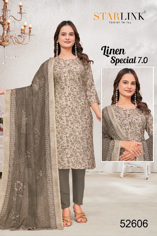 STARLINK LINEN SPECIAL VOL 7 WHOLESALE READYMADE LINEN WITH WORK CLASSY LOOK 3 PCS COMBO SET SUITS EXPORTER