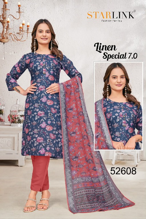 STARLINK LINEN SPECIAL VOL 7 WHOLESALE READYMADE LINEN WITH WORK CLASSY LOOK 3 PCS COMBO SET SUITS EXPORTER