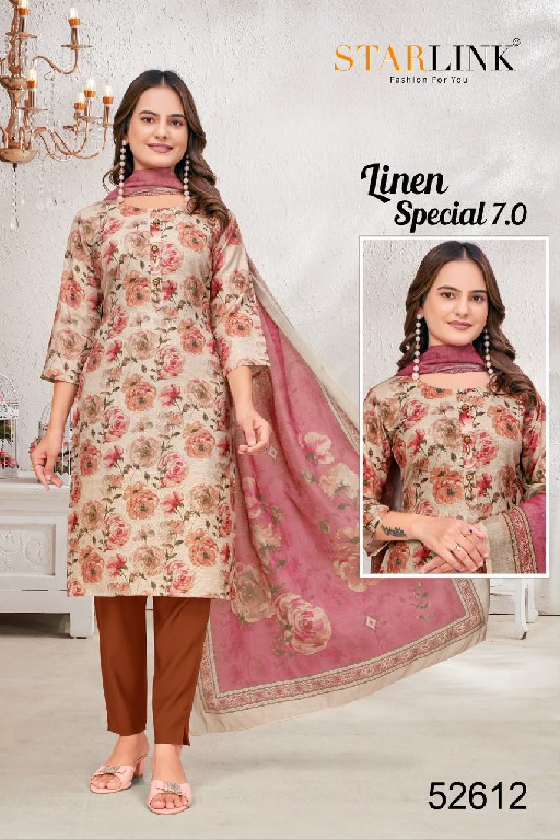 STARLINK LINEN SPECIAL VOL 7 WHOLESALE READYMADE LINEN WITH WORK CLASSY LOOK 3 PCS COMBO SET SUITS EXPORTER