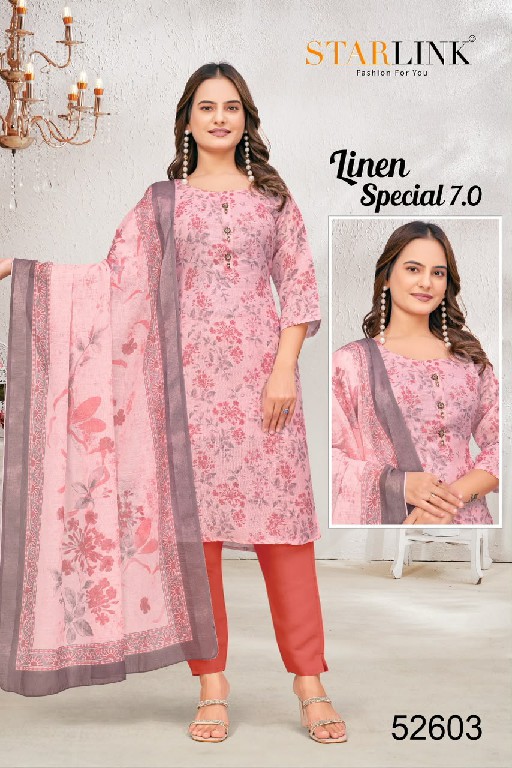 STARLINK LINEN SPECIAL VOL 7 WHOLESALE READYMADE LINEN WITH WORK CLASSY LOOK 3 PCS COMBO SET SUITS EXPORTER