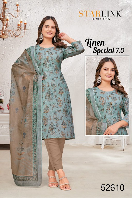 STARLINK LINEN SPECIAL VOL 7 WHOLESALE READYMADE LINEN WITH WORK CLASSY LOOK 3 PCS COMBO SET SUITS EXPORTER